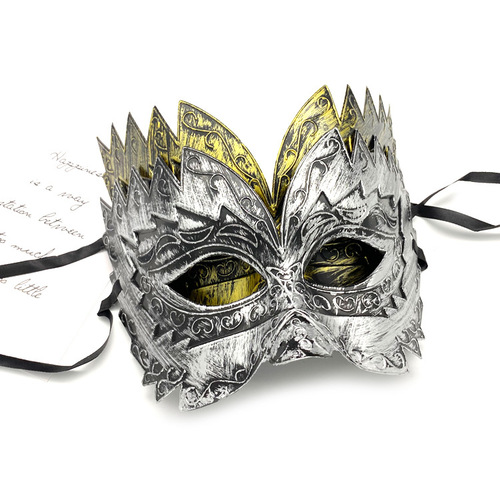 Gold and Silver Horror Funny Jagged Men's Antique Mask Halloween Party Half Face Boys Mask Wholesale