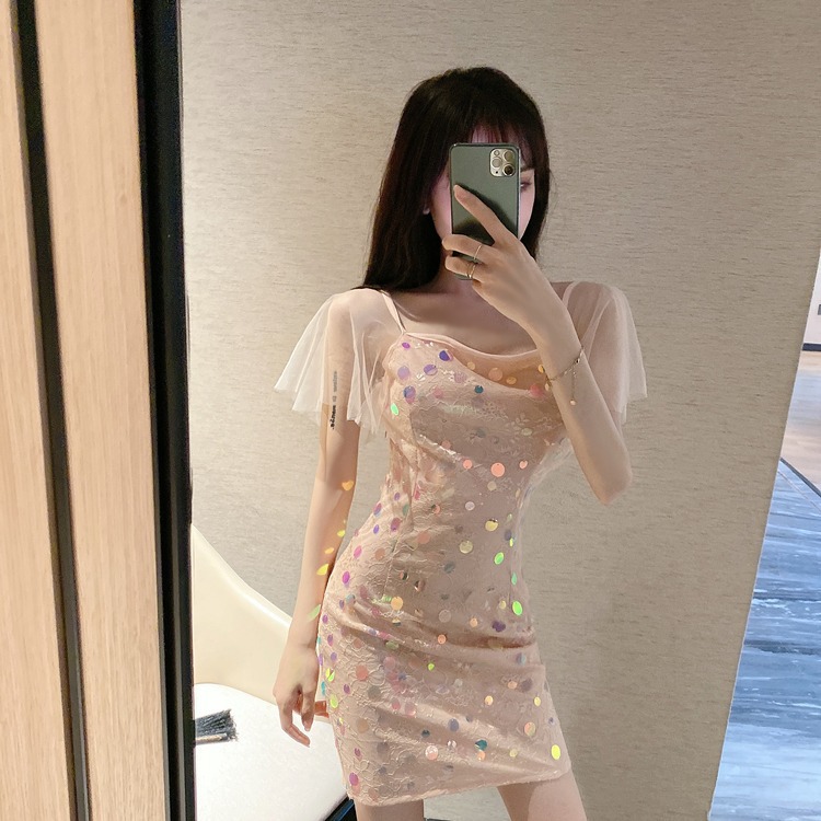 厂家现货供应 超仙女唯美波点蕾丝双面翻转亮片礼服连衣裙面料