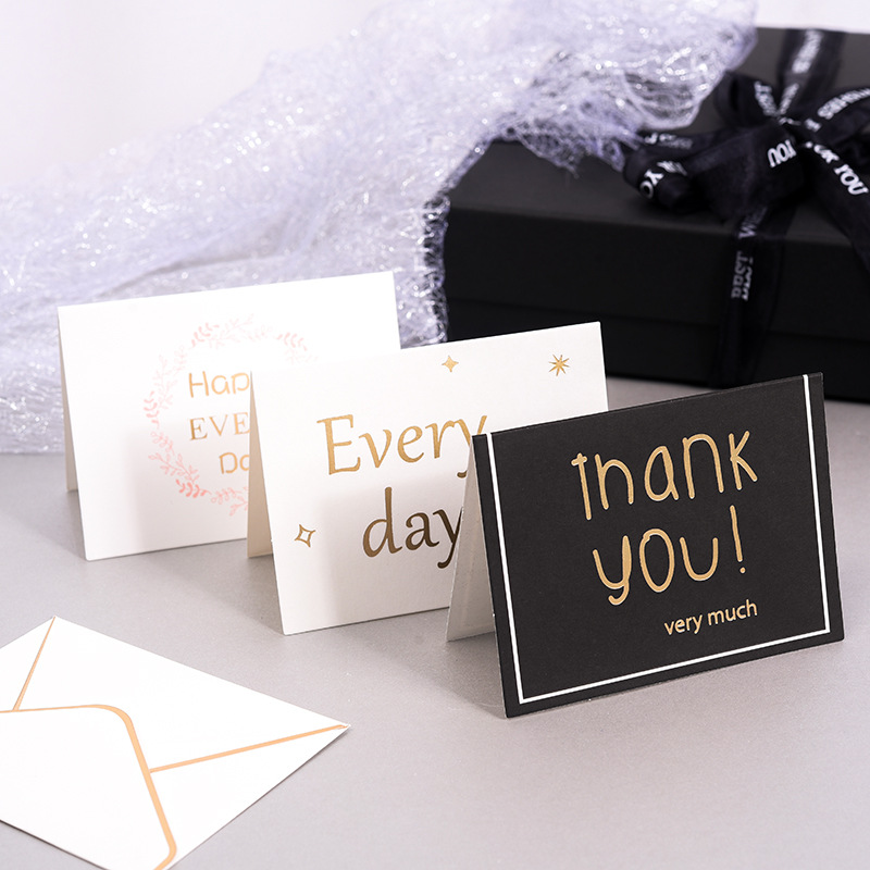 Thankyou感恩節聖誕節畢業禮生日感謝賀卡商務祝福鮮花卡片含信封