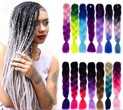 Africa Braid Wig colour Hair rope Gradient Fiber Braid Reggae Hip hop Edit and release Braid