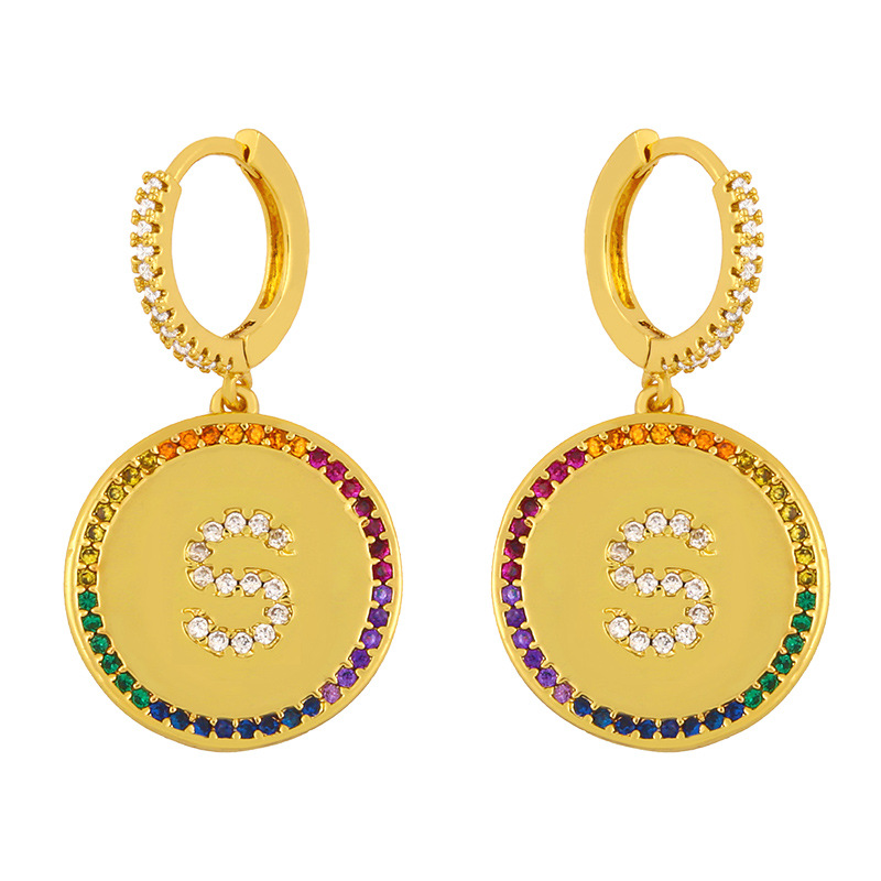 Fashion 26 English Alphabet  Inlaid Color Zircon Earrings display picture 8