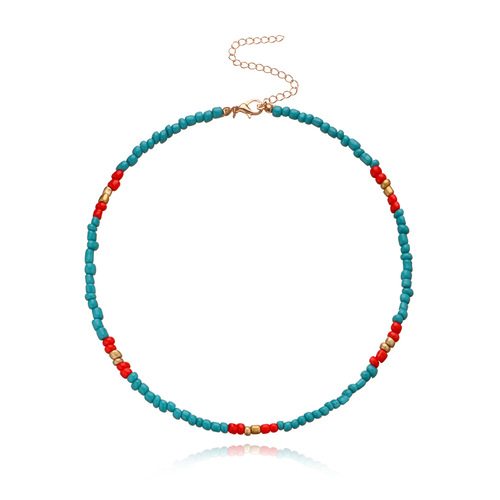 Amazon Bestselling Cross-Border Fashion Jewelry for Women - Colorful Rice Bead Necklace with Alloy Butterfly and Starfish Pendant