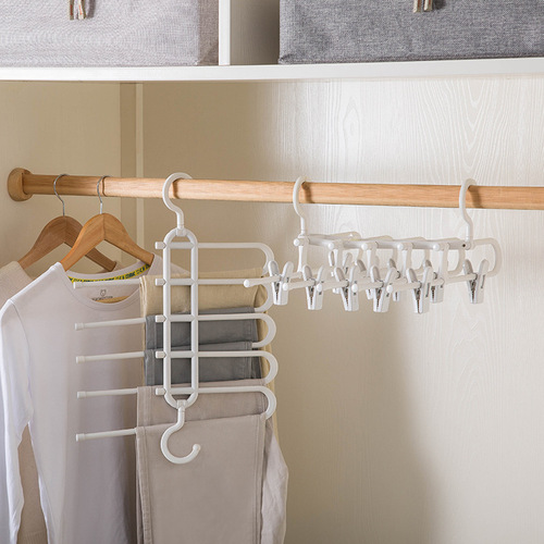 Trouser rack multi-functional telescopic multi-layer storage trouser rack clothes hanger drying rack magic trouser rack wardrobe trouser hanging rack cool clothes hanger