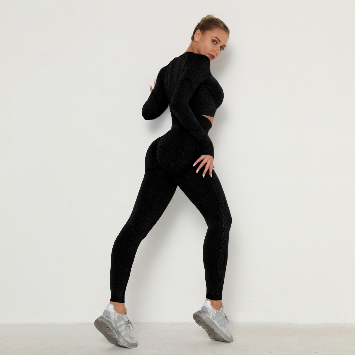 seamless fold four-piece slim yoga suit  NSLX9037