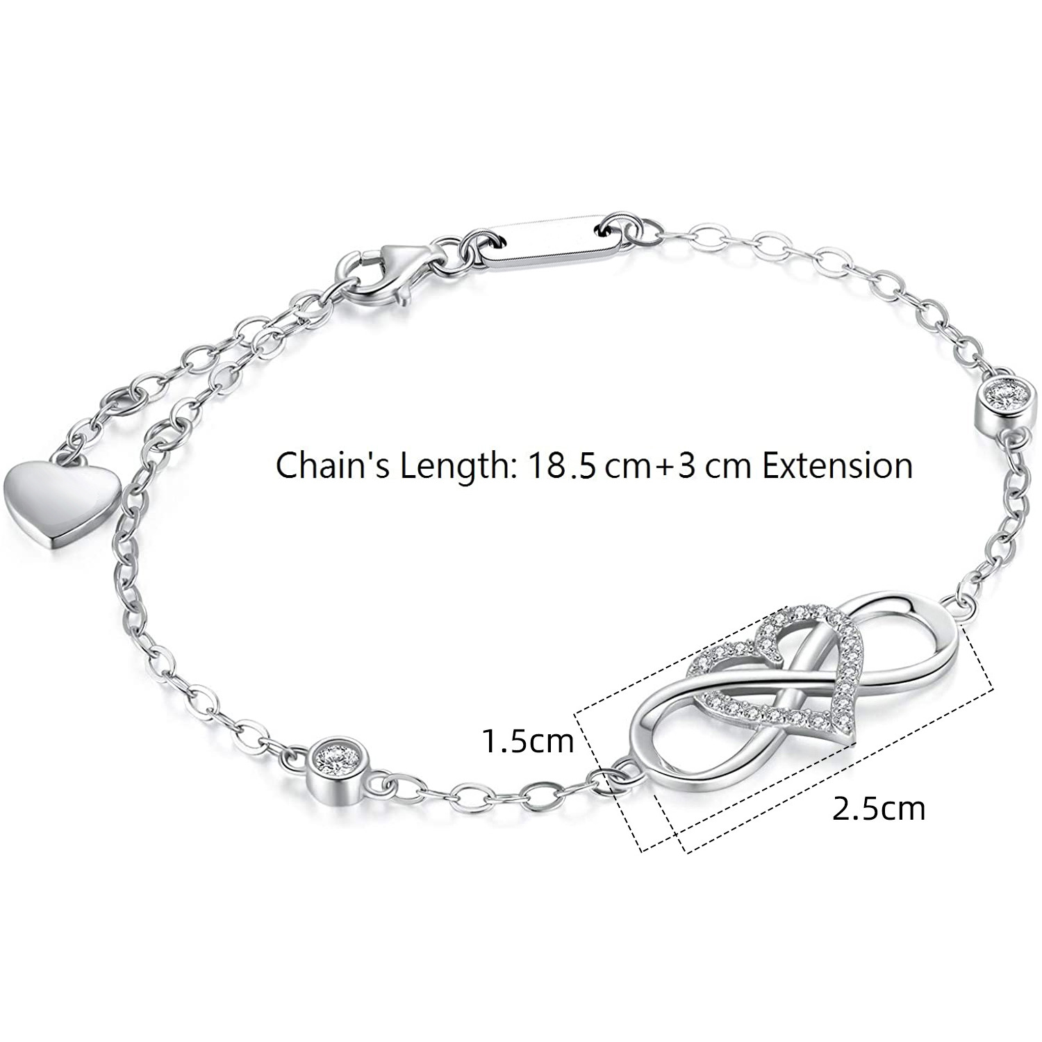 Heart Shape Pattern Women's Gender 925 Sterling Silver Bracelets Simple Style