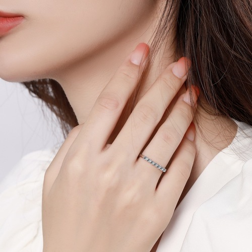 Mozart Ring, 7-star Halo Setting, Six-Prong Design, D-color 1-carat Mozambican Diamond, Pure Silver Plated with 18K Gold, Girlfriend's Gift with Certificate