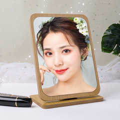 Simple large wooden folding desktop makeup mirror beauty dressing dormitory desktop portable portable female student small