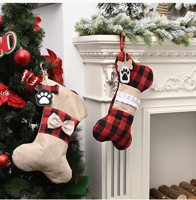 Weihnachtsstrumpf Aus Leinen Kariert Als Baumschmuck Und Geschenk_voghion.com