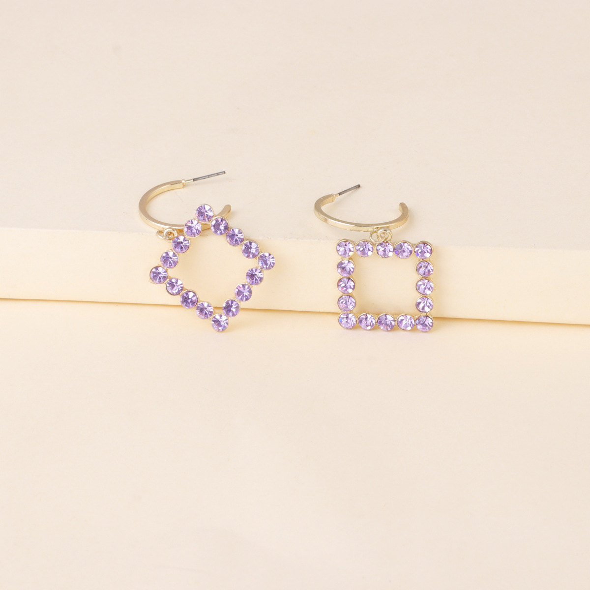 54439 Korean Style New Fashion All-match Diamond Geometric Earrings Artificial Water Geometric Stars Earrings Cross-border Supply display picture 9