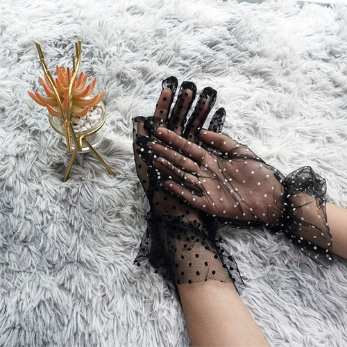 Summer Gloves Lace Sun Protection Gloves Spotted Cycling Clothing Short Thin Mesh Lace Wedding Gloves