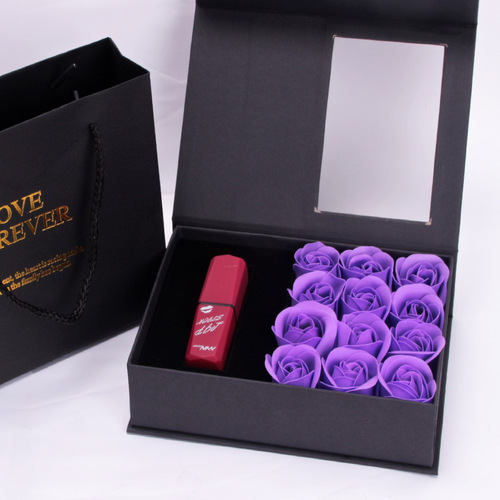 Cross-border Amazon 12 rose soap flower gift box lipstick jewelry box Chinese Valentine's Day gift gift