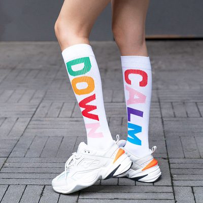 长筒袜子女小腿袜ins潮薄运动袜夏天中筒棉袜瘦腿jk半截高筒过膝|ms