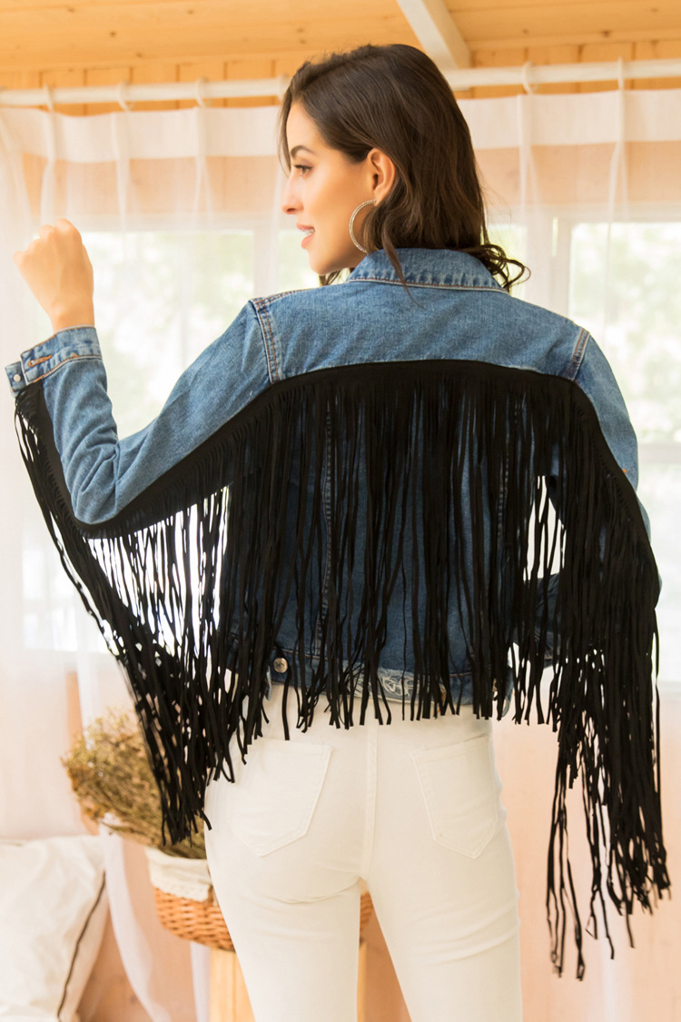 spring and autumn fringed denim jacket NSSY9135