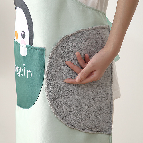 Original design hand-wiping apron for women three-in-one cute apron home kitchen apron with rag waterproof and oil-proof
