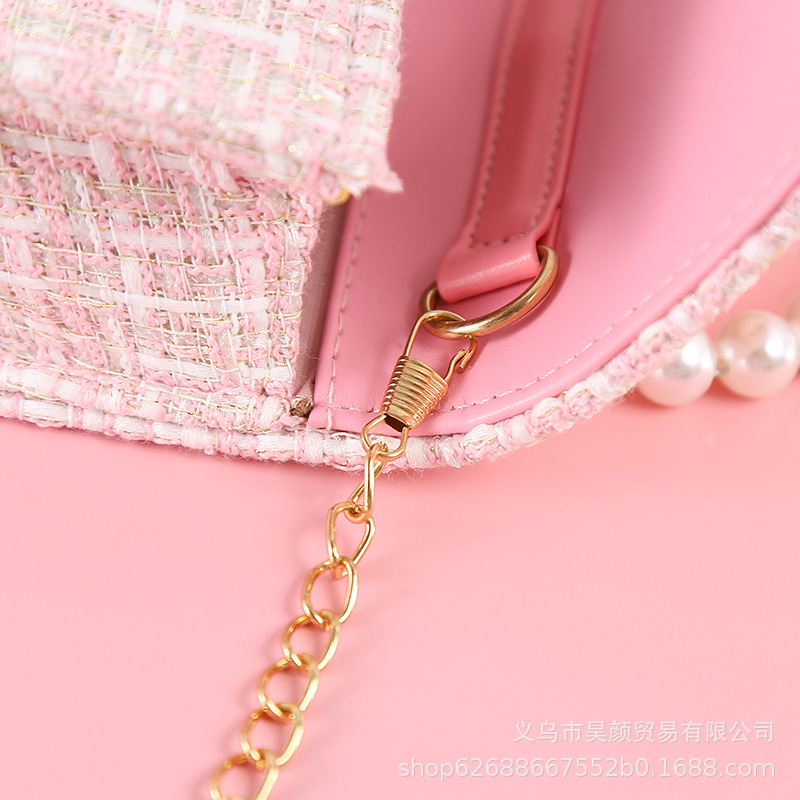 2021 estilo Chanel nueva versión colorida mariposa nudo portátil perla hombro crossbody bolso de los niños 923