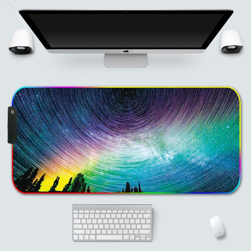 Mouse RGB oversize con illusione LED nero luminoso per computer, tappetino da scrivania, game pad_voghion.com