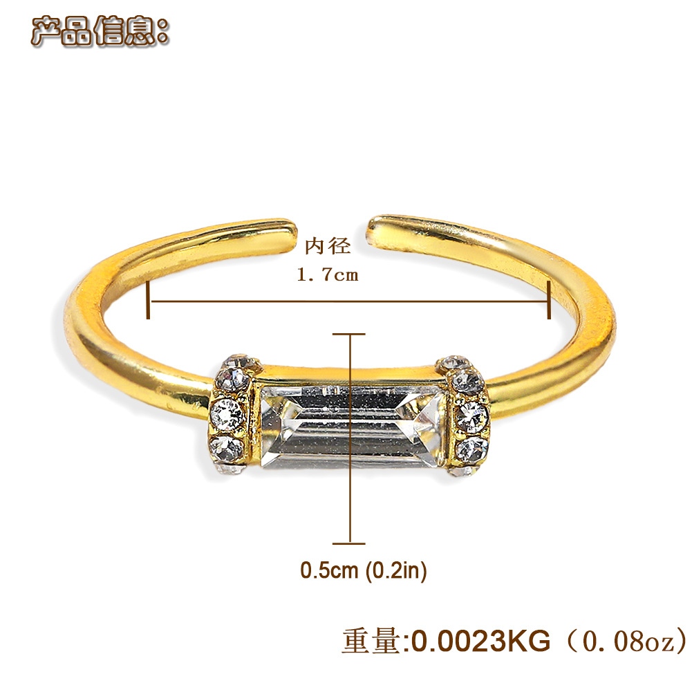 Geometric Silver Transparent Rhinestone Inlaid Series Open Copper Inlaid Zirconium Ring Wholesale Nihaojewerly display picture 1