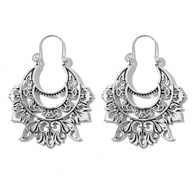 Bohemian Ethnic Carved Rotating Hollow Flowers Retro Earrings Wholesale Nihaojewerly display picture 24