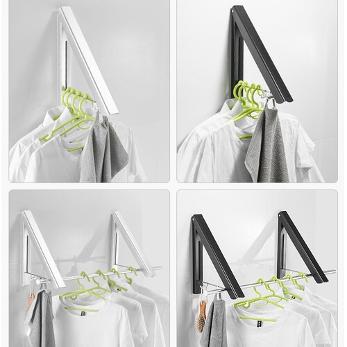 Wall-mounted folding clothes drying rack aluminum invisible telescopic clothes drying rod laundry room clothes drying rack indoor outdoor clothes drying rack