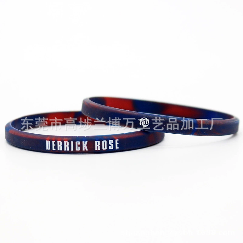 [6mm тонкий размер баскетбольная звезда розы NBA силиконовый браслет Derric Rose спортивная нарукавная лента]
