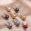 Necklace from pearl, pendant, micro incrustation, Korean style, simple and elegant design