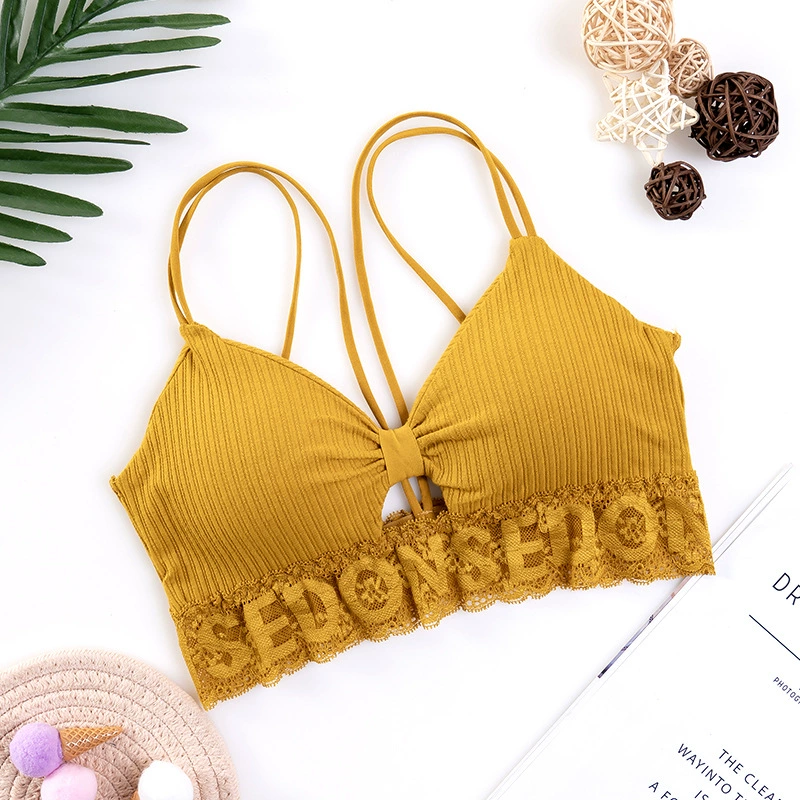 Lace Tube Top Bralette, Push-Up Wireless Bra Top, French-Style, One Size (Women)