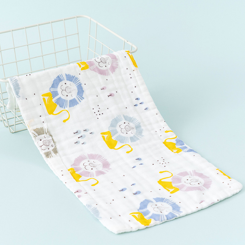 Six-layer High-density Cotton Towel Cotton Square Towel Infant Children's Face Towel Cartoon Gauze Hand Towel Nursing Towel
