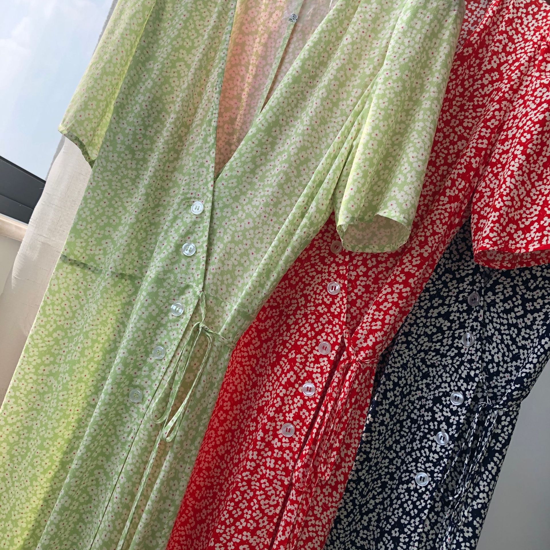 100% Viscose Women Wrap Printing Dress Vintage New 2020 Casual Short Sleeve Midi Robe