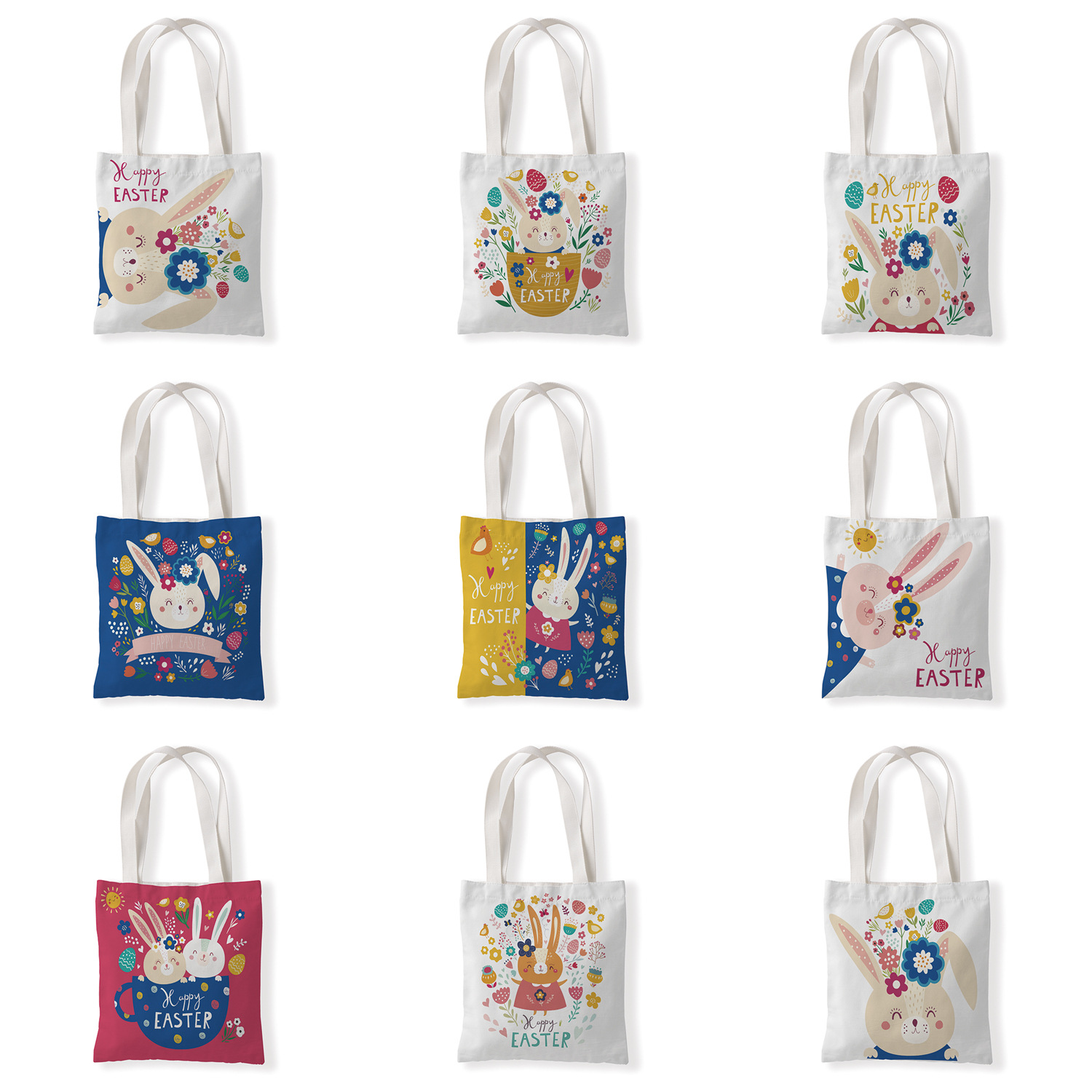 复活节几何兔子帆布袋材质单肩袋学生手拎包休闲零钱袋百搭女包