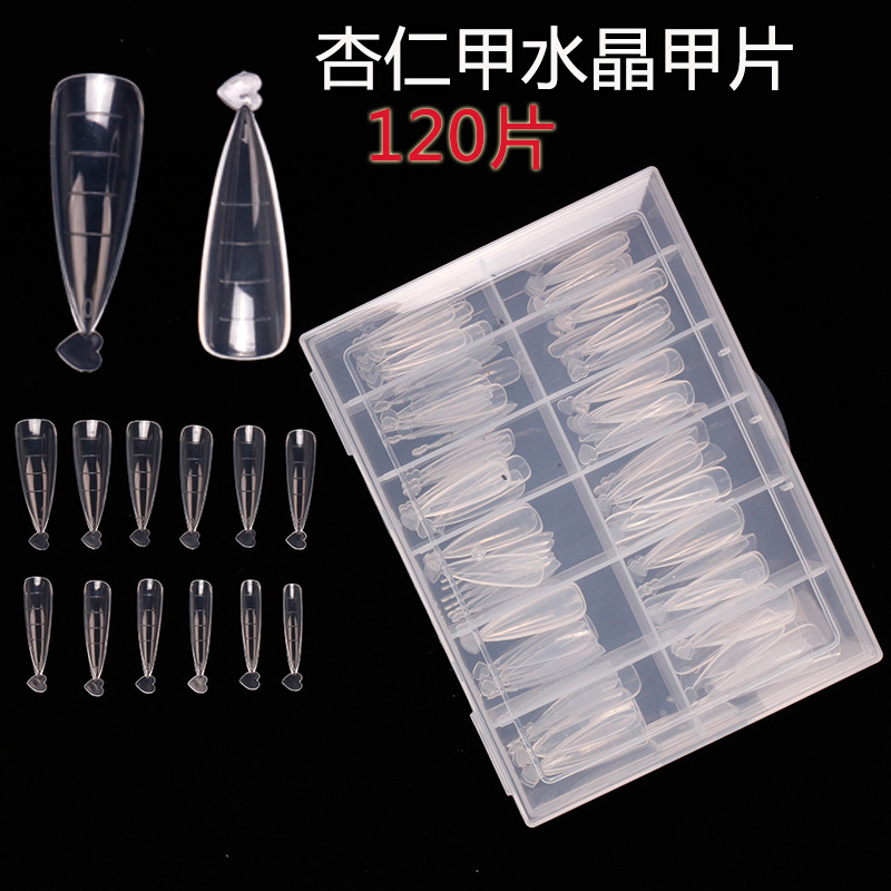 Nueva extensión de uñas pegamento de uñas pieza de uñas de almendra rápida fototerapia extensión de cristal pieza de uñas con escala sin soporte de papel molde de uñas