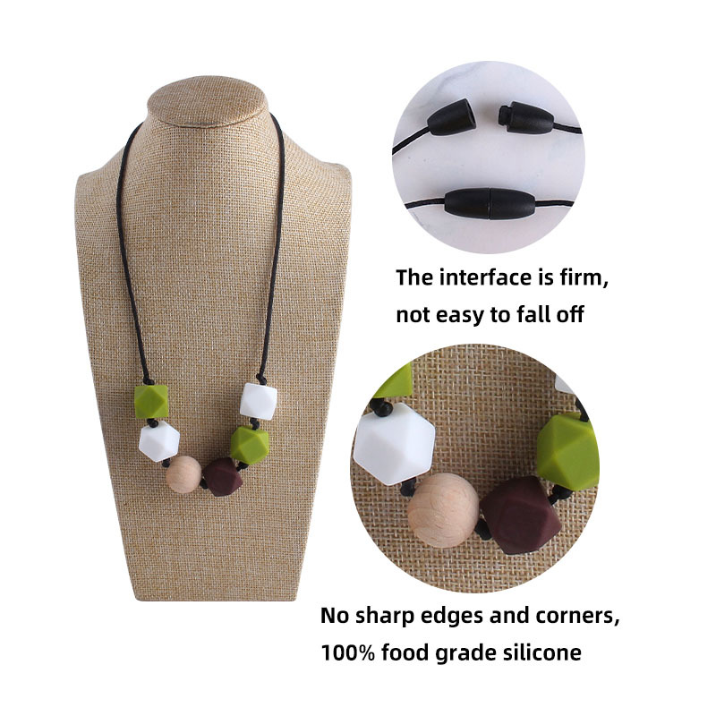 Comercio exterior Amazon collar nuevo bebé molar silicona octogonal mordedor collar masticable colgante mordedor palo