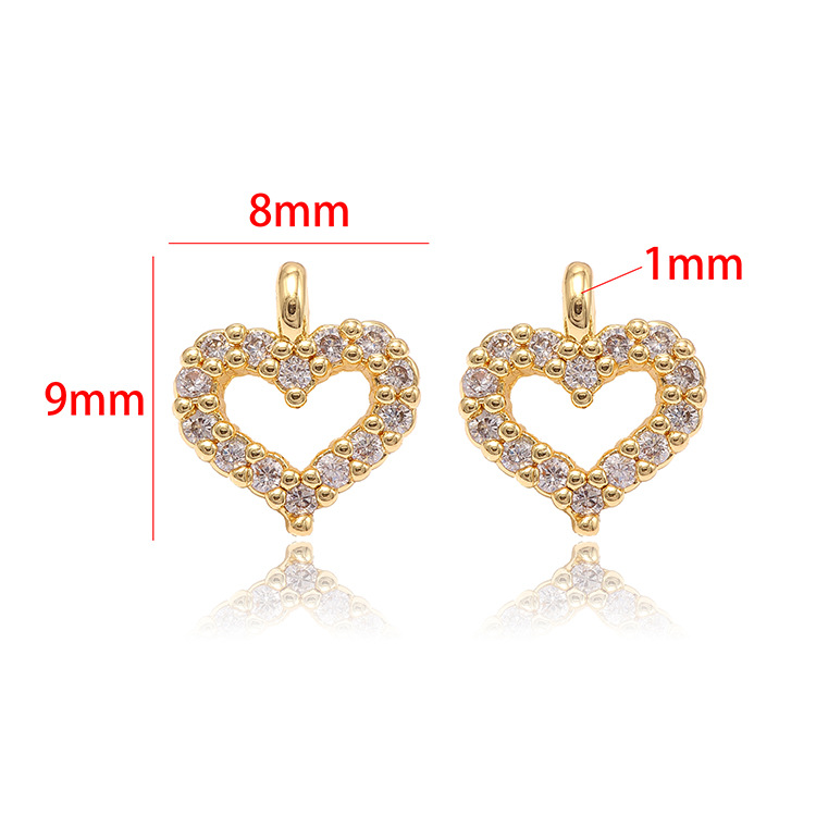 Simple Style Heart Shape Copper Plating Inlay Zircon 14k Gold Plated Charms Jewelry Accessories display picture 4