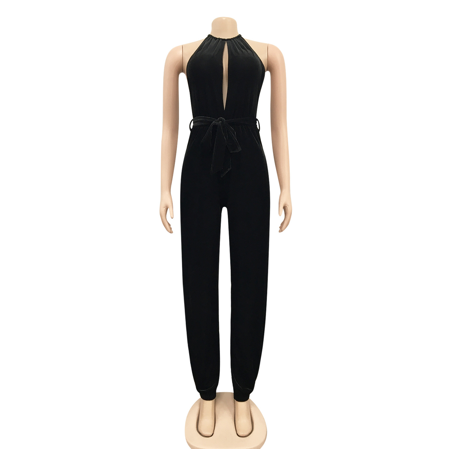 Sexy Lace Up Stretch Split Women Jumpsuit