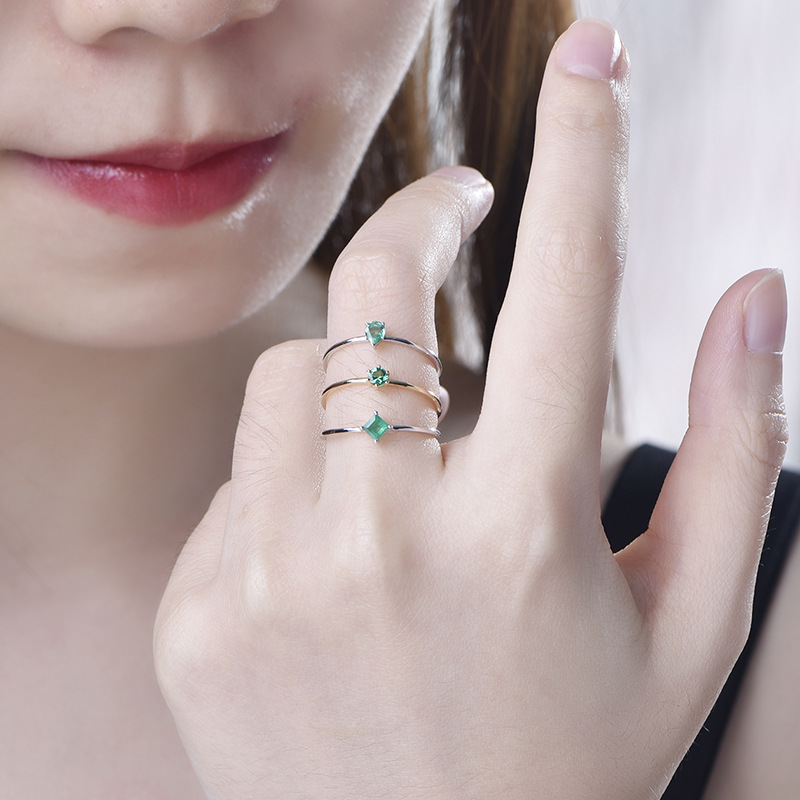 Fashion Round Water Droplets Copper Plating Artificial Rhinestones Open Ring 1 Piece