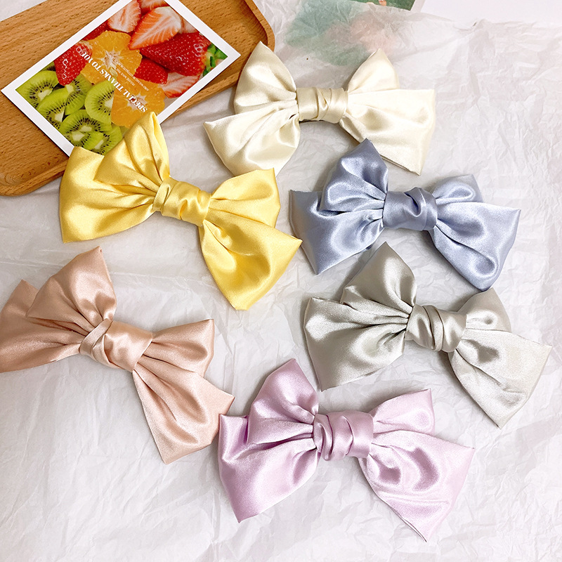 Gentle Spring Color  Temperament Satin Bow Hairpin French Top Clip Hairpin Back Head Clip Hair Accessories  Wholesale Nihaojewelry display picture 1