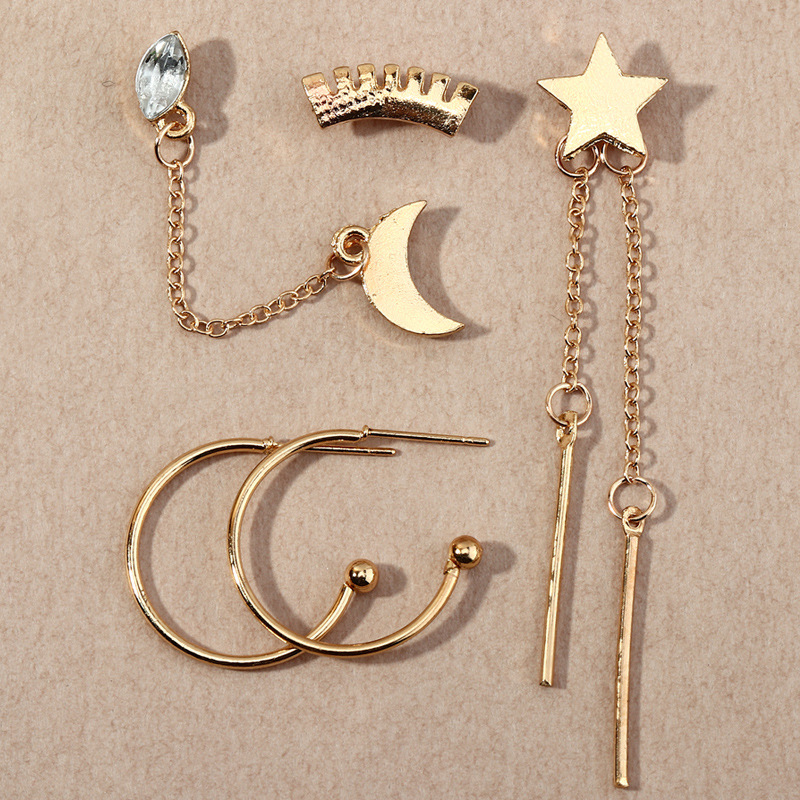 Fashion Simple Long Tassel Star Moon Earrings display picture 6