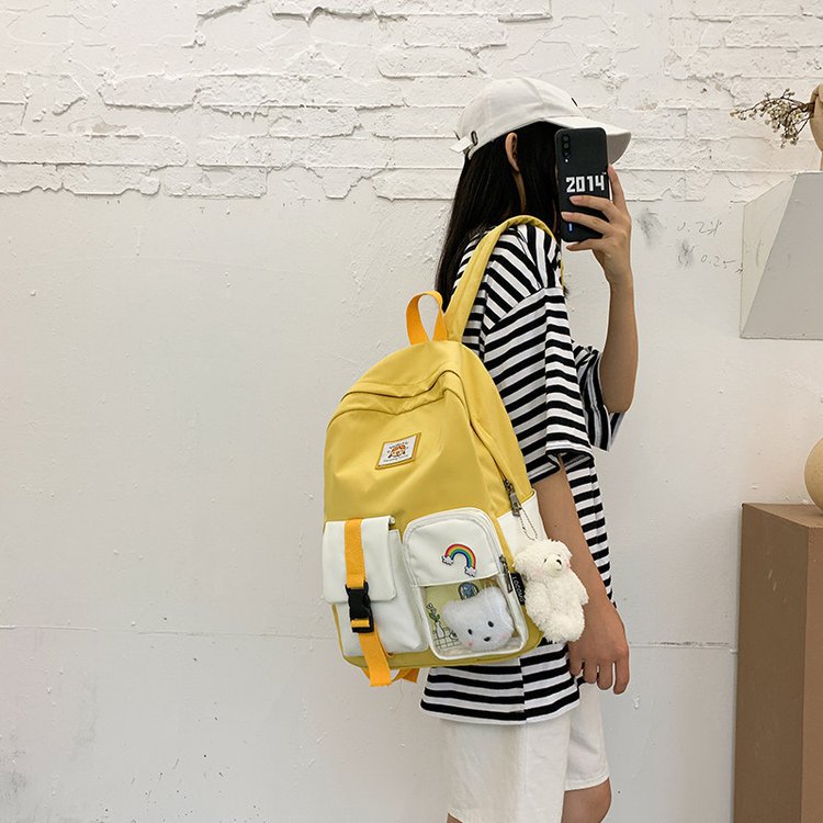 Korean Student Hit Color Backpack Soft School Bag display picture 104