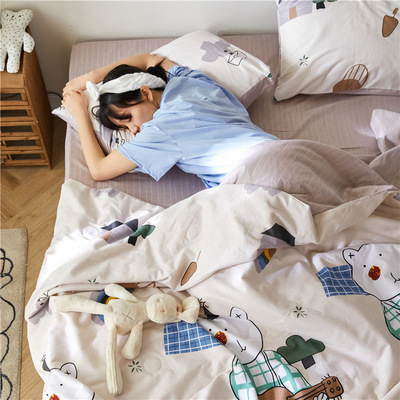 厂家直销夏季斜纹全棉夏被四件套夏天纯棉空调被4件套水洗夏凉被|ru