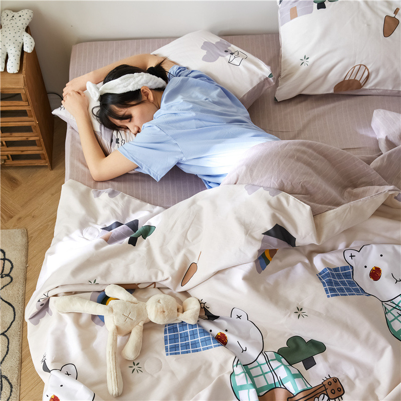 厂家直销夏季斜纹全棉夏被四件套夏天纯棉空调被4件套水洗夏凉被|ru