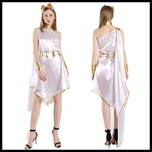 希腊女神 万圣节白色女神飘逸不规则长裙 制服套装 出口制服套装
