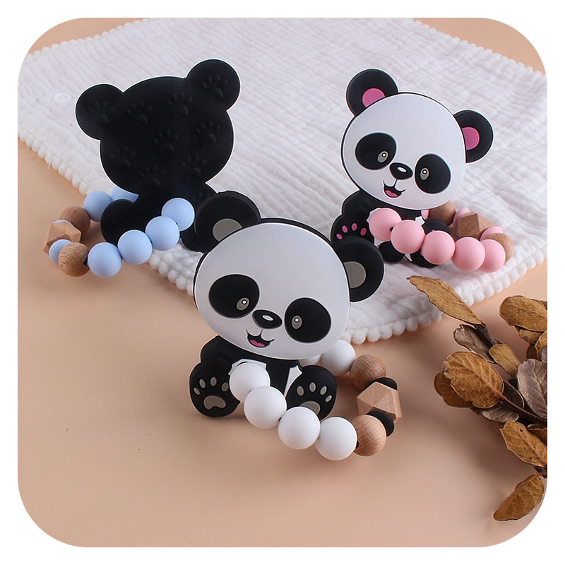 Amazon nuevo DIY creativo de silicona de juguete Panda teether infantil cuentas de silicona pulsera teether palo