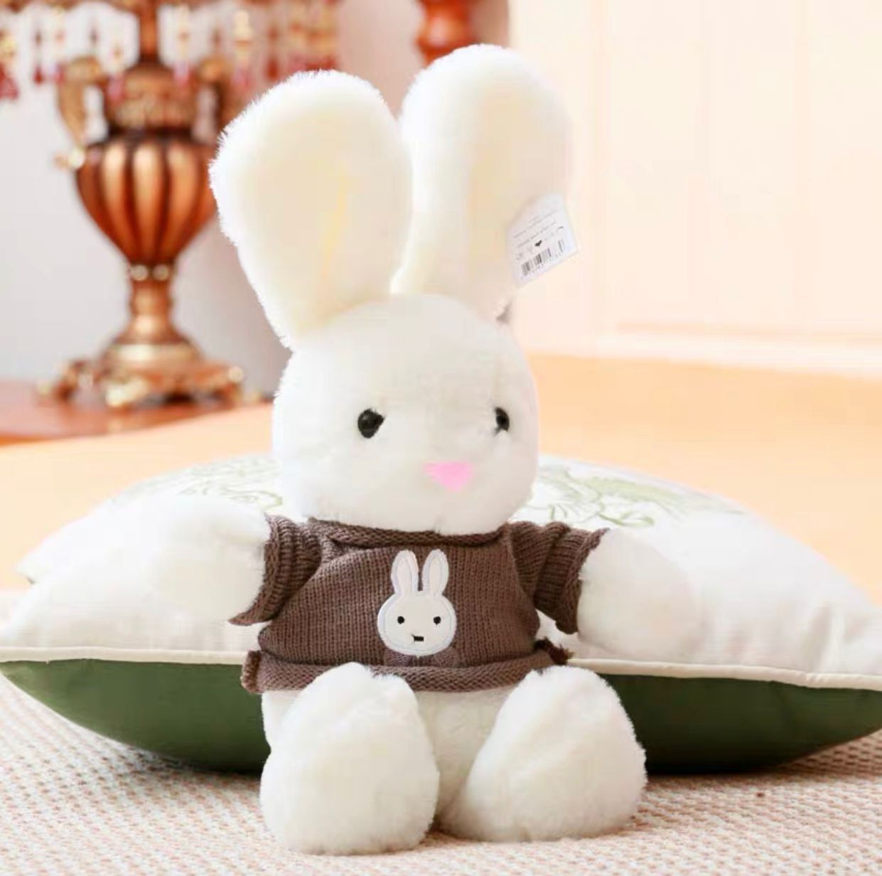 Vestidor de conejo de peluche de juguete bufanda conejo muñeca almohada para dormir agarrar máquina muñeca regalo de boda