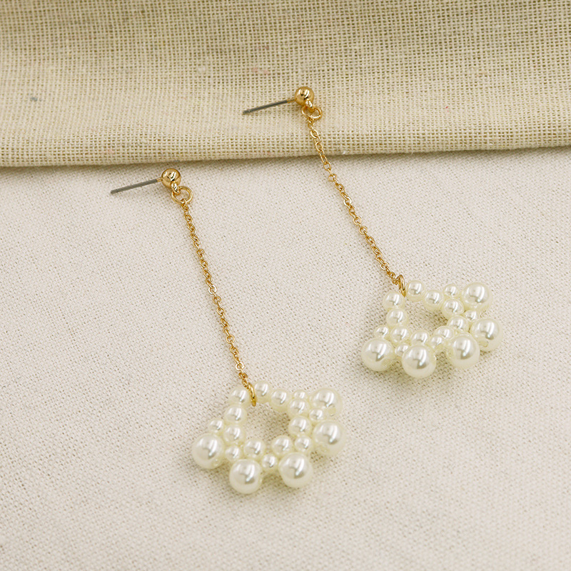 New Korean Popular Pearl Woven Pendant Earrings display picture 3