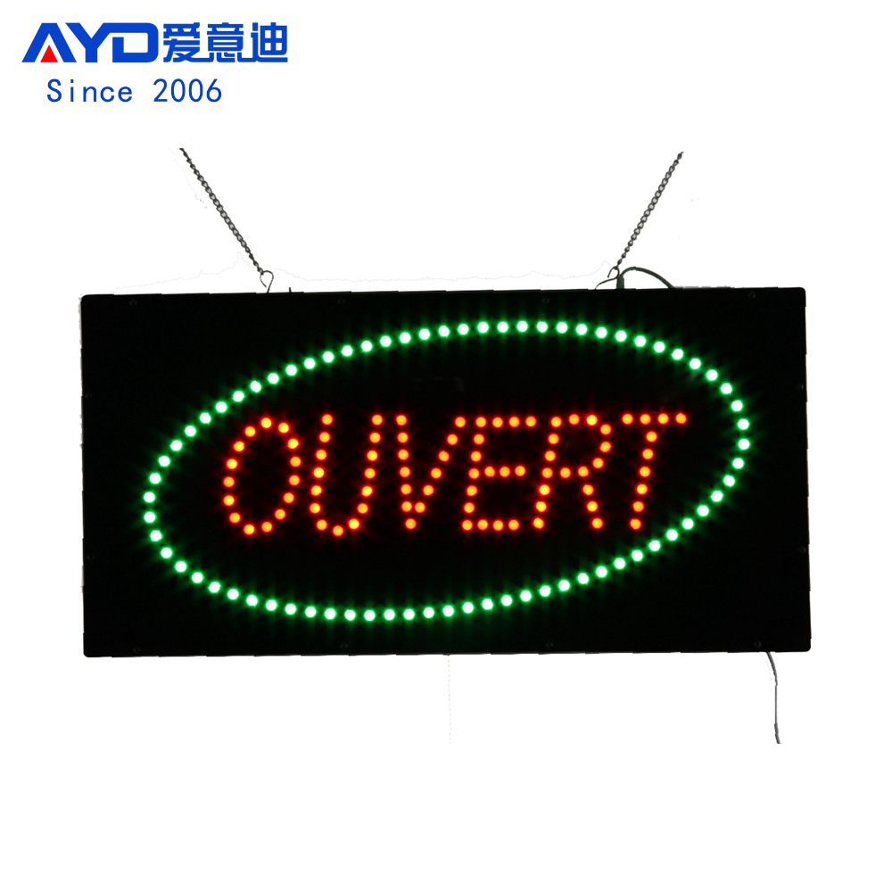 厂家定制LED广告牌法语营业标识牌 LED OUVERT SIGN 24x48cm