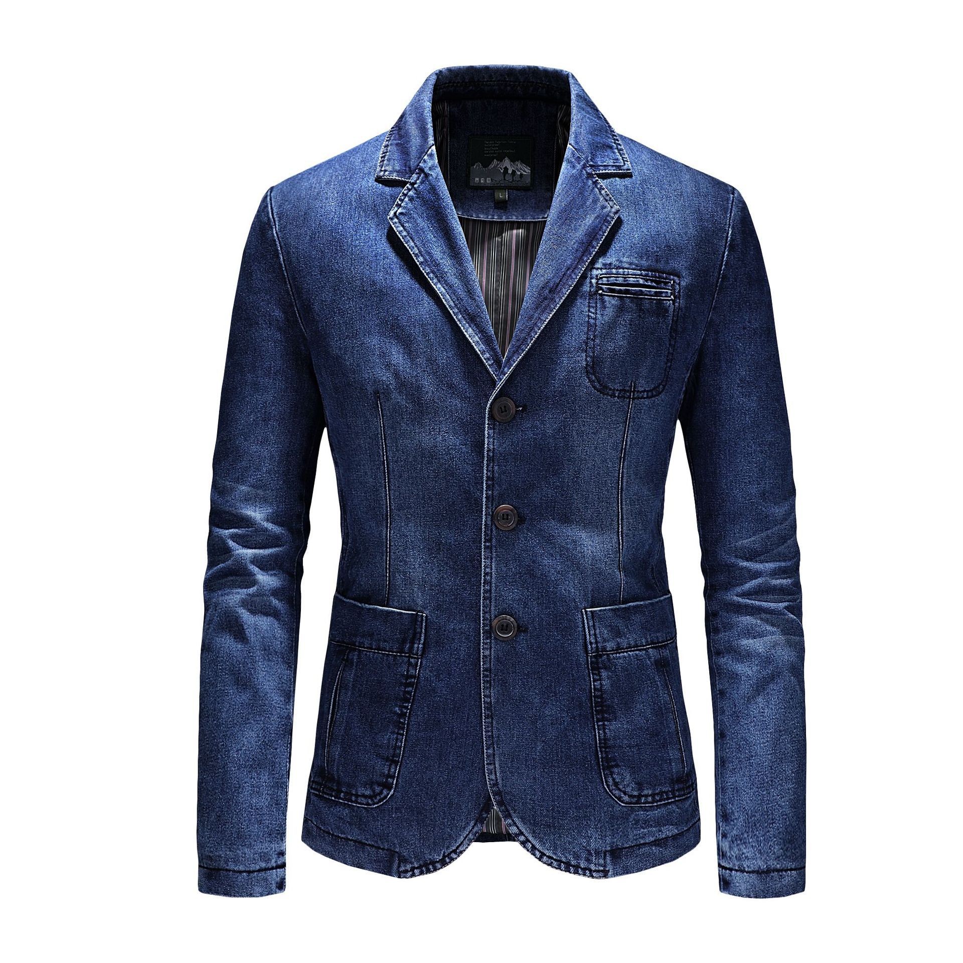 Men's Clothing new denim suit spring and autumn jacket small suit_voghion.com