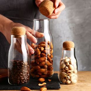 Japanese Style Glass Sealed Jar Cork Coffee Tea Jar Bottle Milk Juice Bottle Household Storage Bottle Storage Jar