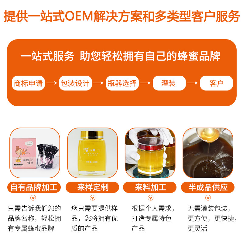 蜂蜜批发蜂蜜代加工小包装瓶装500克 oem贴牌代加工百花蜜洋槐蜜