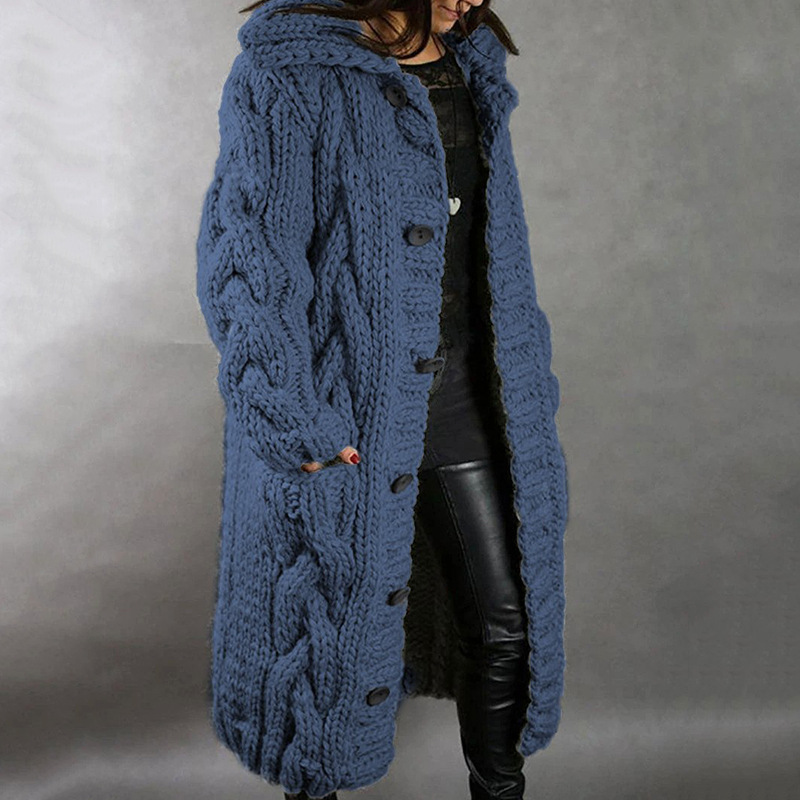 Women's solid color knitted sweater loose coat plus size sweater_voghion.com