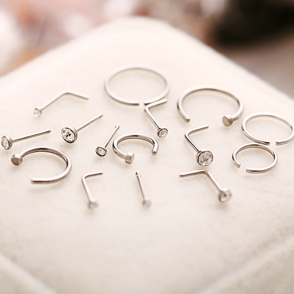 New Type Stainless Steel Nail Nasal Nose Ring Curved Nasal Nail C Set display picture 5