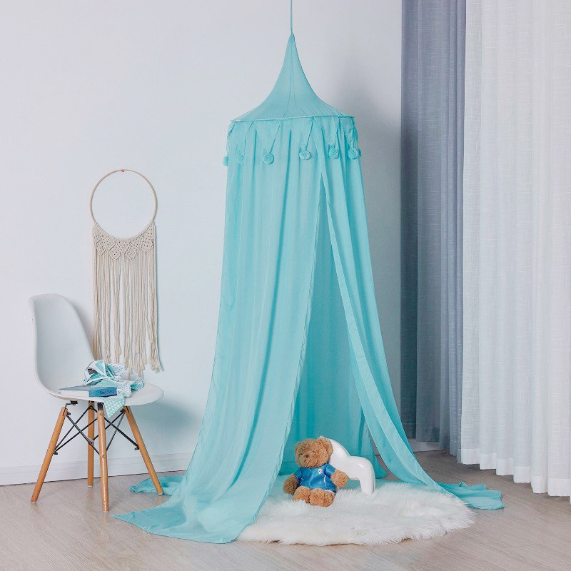 Nordic Style Triangle Wool Ball Lace Baby Mosquito Net Chiffon Children's Tent Children's Home Decoration